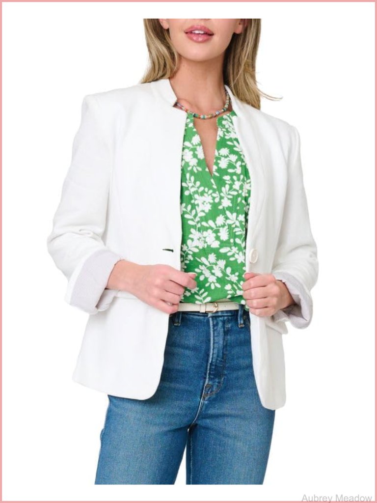 Women Notch Collar Blazer, Open Front Knit Jacket, Office Business Casual